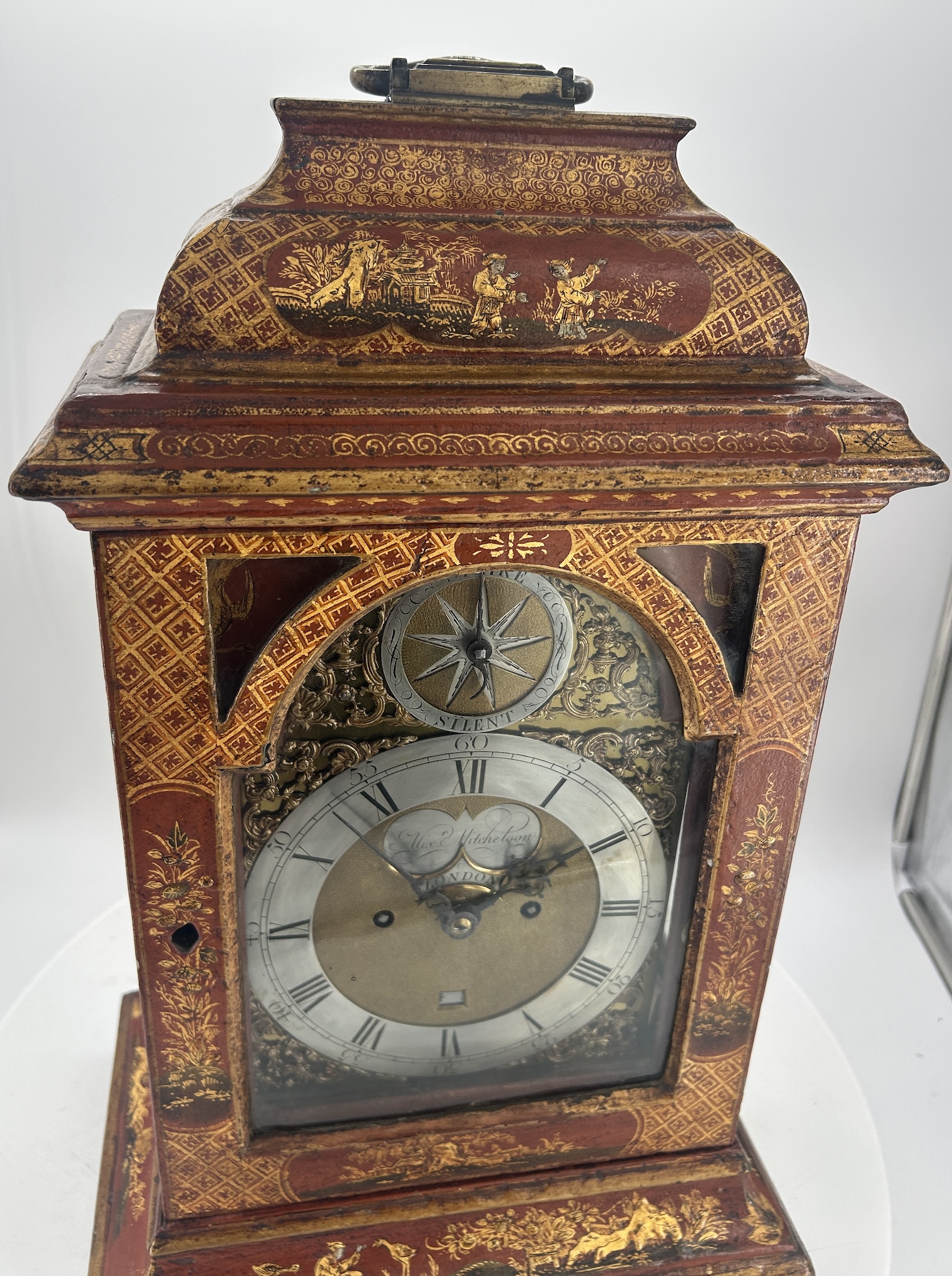 Outstanding Red Chinoiserie English Verge Twin Fusee Bracket Clock – Ca 1760 - Image 20